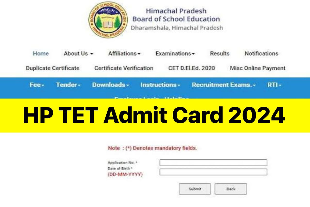 HP TET Admit Card 2024 Download Link, Notice Released, Check Details