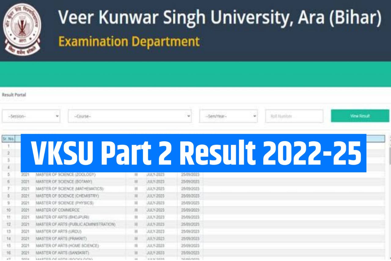 VKSU Part 2 Result 2022-25, BA BSc BCom, Marksheet