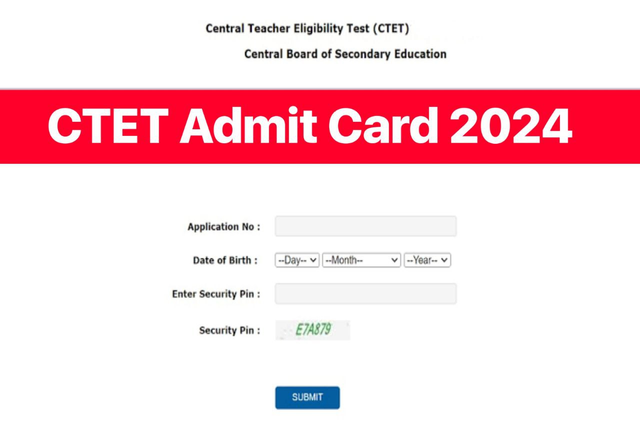 CTET Admit Card 2024 Download Link at ctet.nic.in