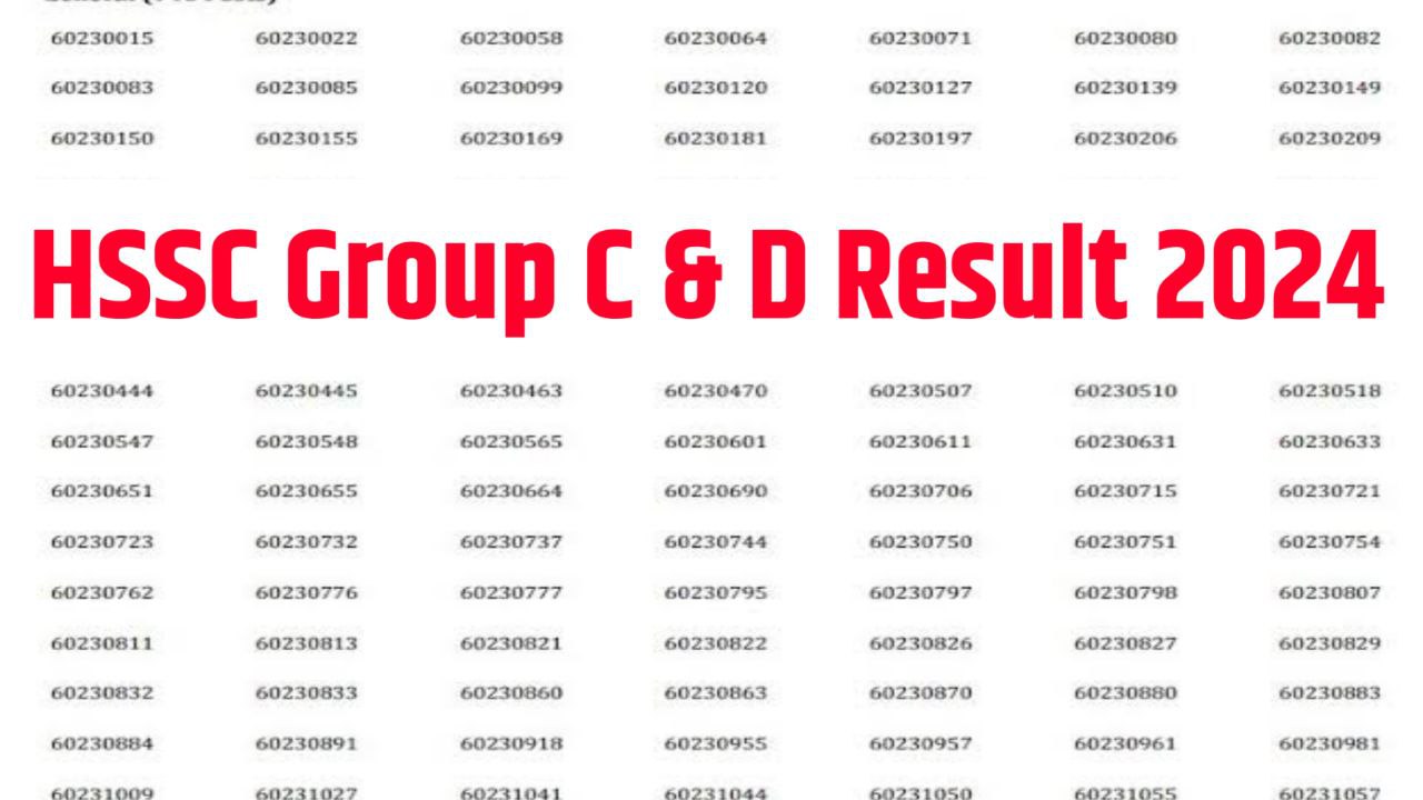 HSSC Result 2024 Download Link - Group C & D Post Result PDF