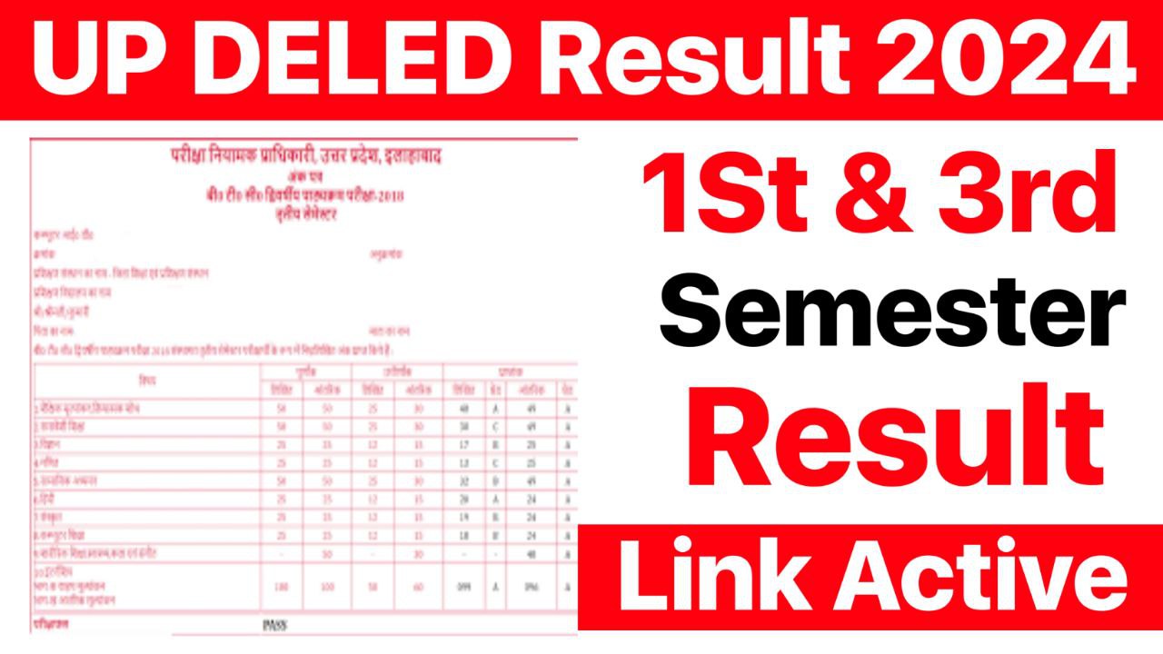 UP Deled Result 2024: यूपी डीएलएड 1st और 3rd सेमेस्टर रिजल्ट कैसे करें चेक, देखें Marksheet डाउनलोड करने के Steps